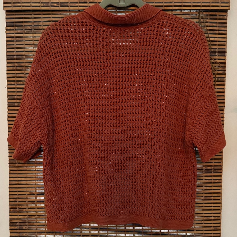 Rust Short Sleeve Knit Cardigan - Picture 4 of 4